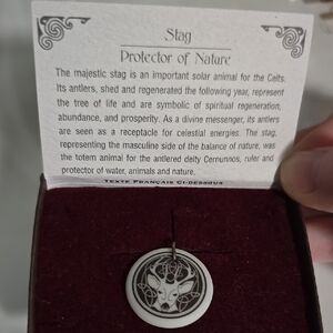 Touchstone Pottery Stag Celtic Art Handmade Porcelain Necklace